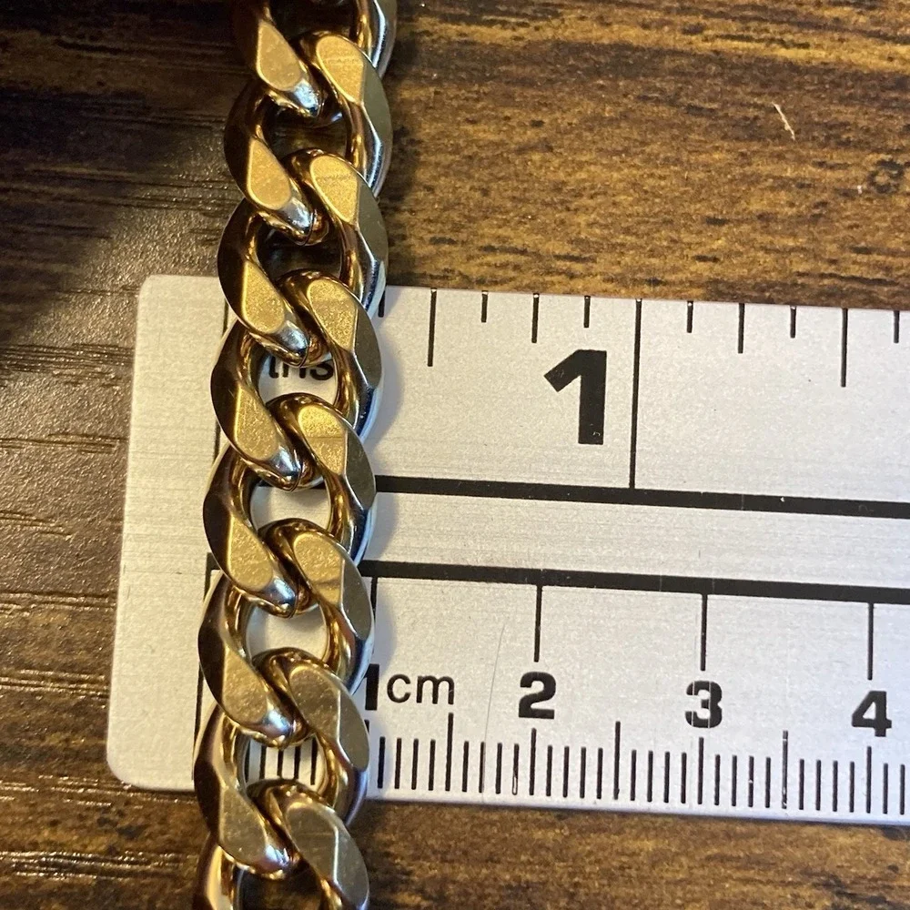 Gold‎ Tone Cuban Link Chain Necklace 9in 12mm Wide Chunky Curb